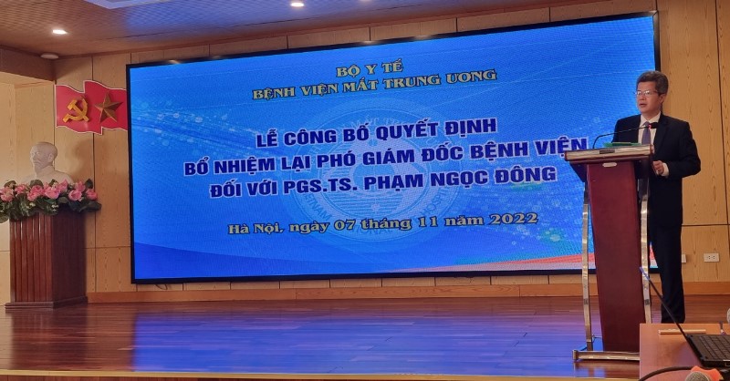 Bộ Y tế bổ nhiệm lại Phó Giám đốc phụ trách chuyên môn Bệnh viện Mắt ...